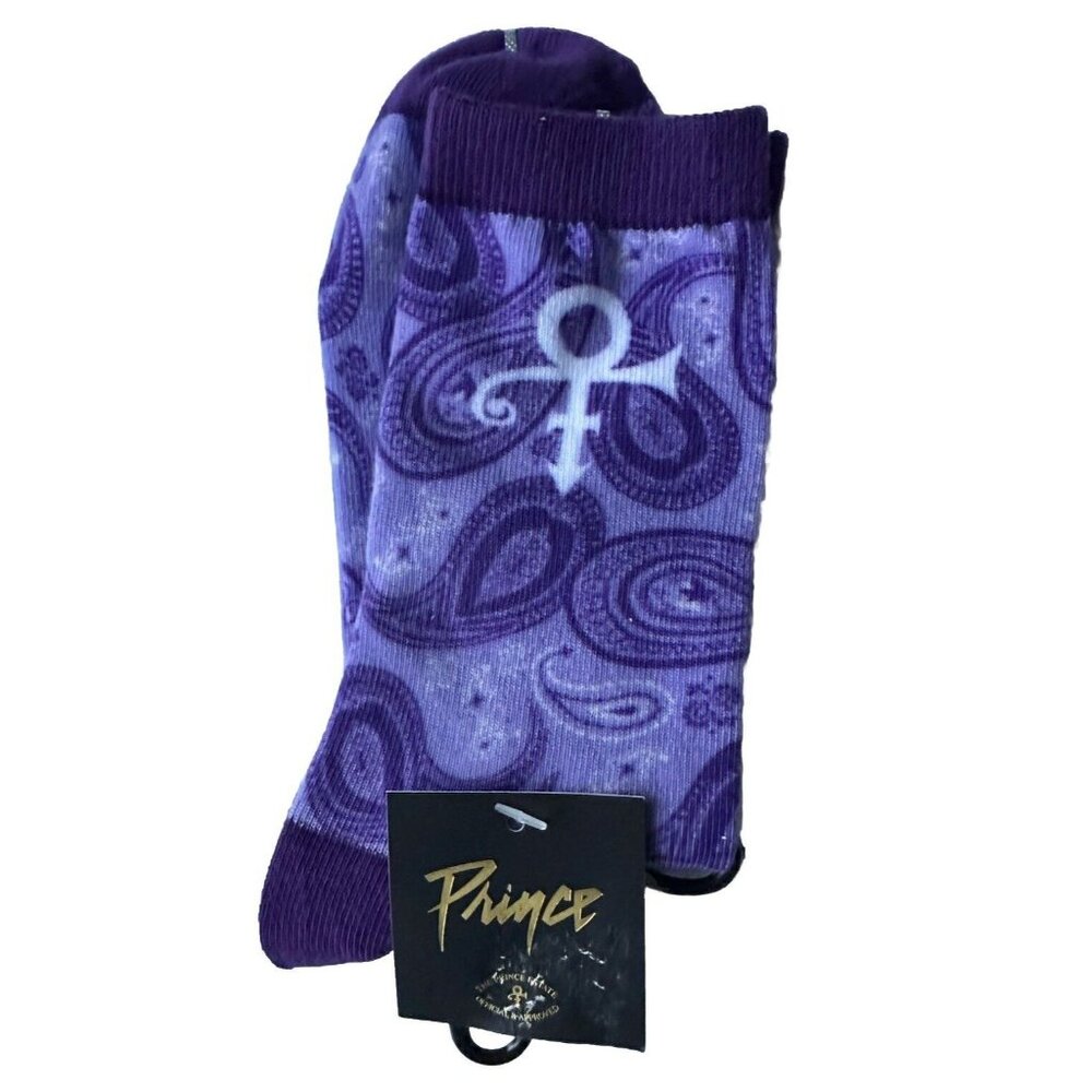 PRINCE SYMBOL - PURPLE PAISLEY CREW SOCKS - BRAND NEW & LICENSED - Picture 2 of 4
